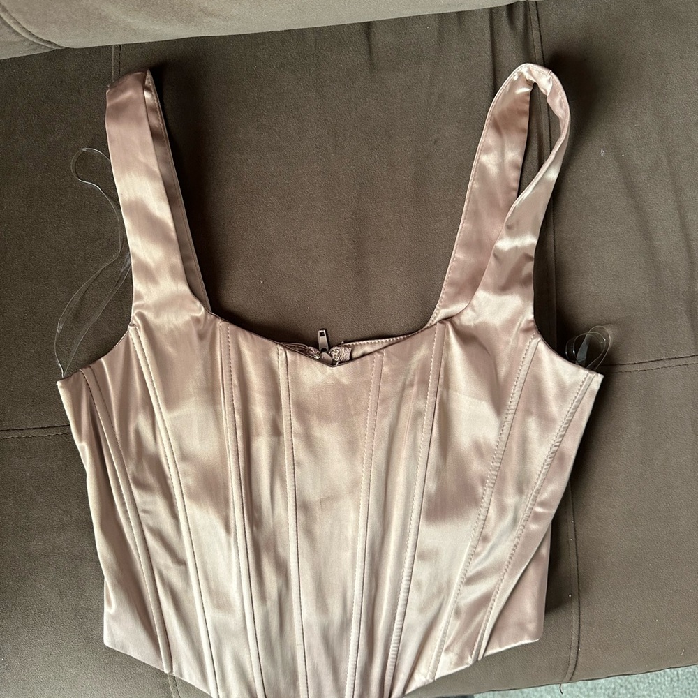 Satin Corset Top in Champagne